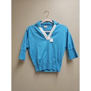 True Vintage 70s 80s Blue Smartee Tennis Shirt Medium Deadstock New W/ Tags